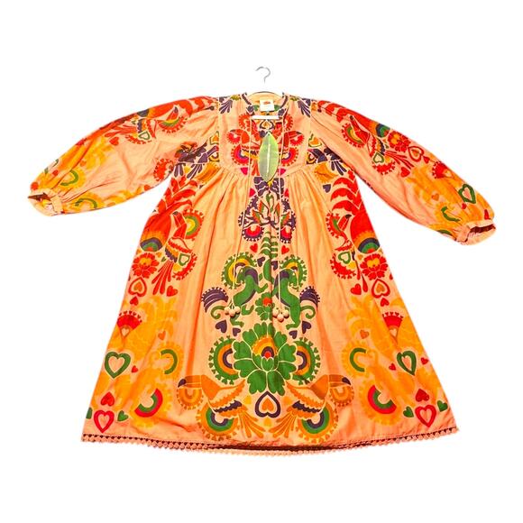 NWT Farm Rio Peach Amulet Midi Dress Medium Tropical Boho Hippie - Picture 10 of 12